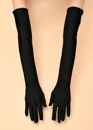 Перчатки черные атлас атласные винтаж винтажные оперные высокие выше локтя ретро5 фото
