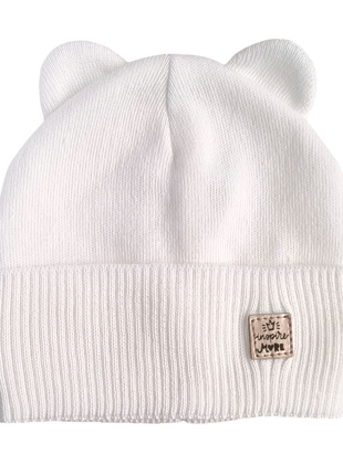 Детская шапка с ушками отворотом деми р.42-48 4 цвета