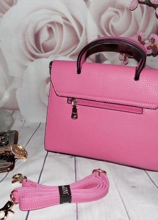 Розовая сумочка малиновая с ремешком2 фото