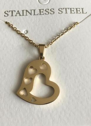 Медсталь підвіска серце медичне золото медична сталь кулон сердце медицинское золото медзолото