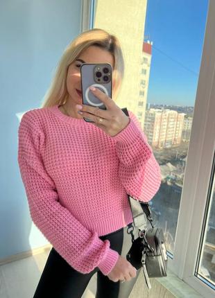 Любимый свитер, р. уни, машинная вязка, розовый1 фото