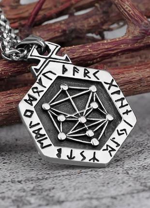 Кулон с цепочкой мужской стальной амулет подвеска5 фото