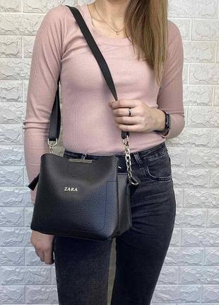 Женская мини сумочка на плечо эко кожа черная, качественная классическая маленькая сумка для девушек9 фото