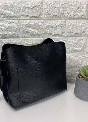 Женская мини сумочка на плечо эко кожа черная, качественная классическая маленькая сумка для девушек6 фото