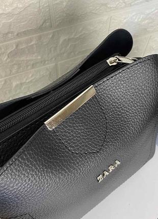 Женская мини сумочка на плечо эко кожа черная, качественная классическая маленькая сумка для девушек4 фото