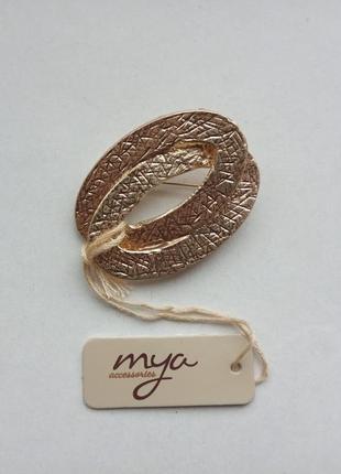Брошь брошка фактура матовая позолота mya италия премиум бренд2 фото