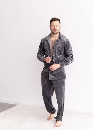 Мужской домашний костюм. мужская пижама. рубашка на пуговицах и брюки