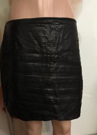 Юбка черная кожаная zara