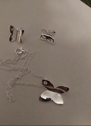 Набор бижутерия бабочки серьги подвеска набор бабочка