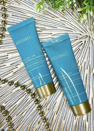 💠 солнцезащитный крем 🌞 для кожи лица biossance squalane + zinc sheer mineral sunscreen spf 30 pa