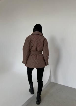Куртка стеганая под пояс, демисезон, пальто10 фото