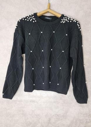 Вязаный свитер с жемчужинами2 фото