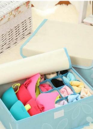 Органайзер для белья 13 секций, крышка на липучке. цветы