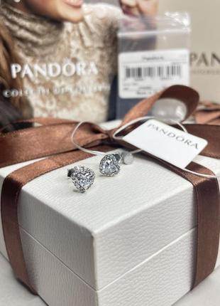 Оригінальні срібні сережки пандора 298427c01 100% оригінал сережки з камінням серця сердечка нові з биркою срібло проба 925 ale