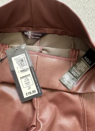 M&s collection леггинсы женские лосины кожаные эко кожа новые с биркой бордо5 фото