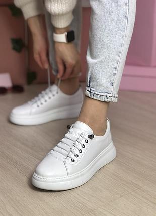 Кроссовки женские белые натуральная кожа турция