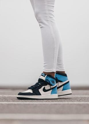 Женские кроссовки nike air jordan 1 mid blue white 36-37-38-39-40-415 фото