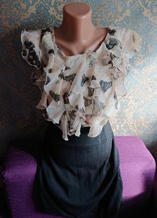 Красивое женское платье с рюшами в бабочки 🦋 р.40/42 xs