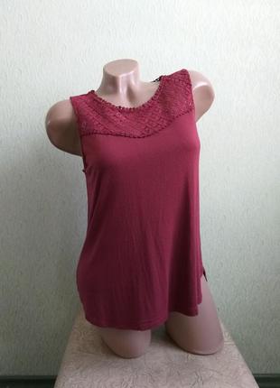 Топ. футболка. майка. туника. кружево. терракотовый, бордовый, темно-красный.