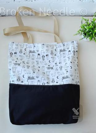 Сумка-шопер з котами, еко сумка, екоторба, сумка пакет/шоппер с кошками 41(2)