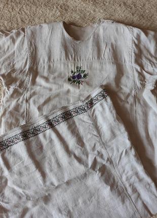 Рубашка вышиванка, столовая на домотном полотне, конопли, украинская вышиванка