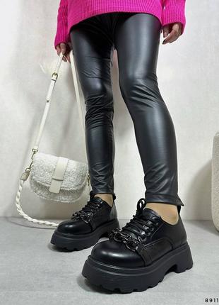 Черевики демі жіночі чорні туфлі броги чорні шкіряні 40 на 25см8 фото