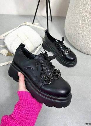 Черевики демі жіночі чорні туфлі броги чорні шкіряні 40 на 25см9 фото