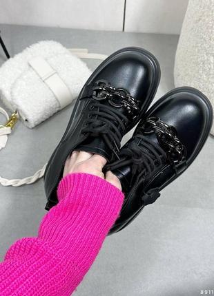 Черевики демі жіночі чорні туфлі броги чорні шкіряні 40 на 25см10 фото