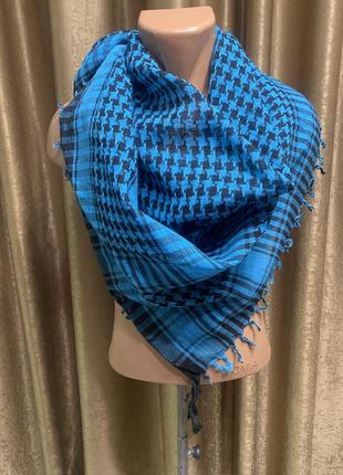 Арафатка шарф платок принт гусиная лапка черно-синяя1 фото