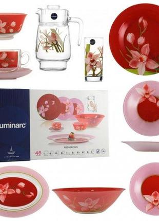 Столовый сервиз luminarc red orchis 46 предметов n4828