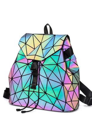 Стильный рюкзак хамелеон в стиле bao bao issey miyake + косметичка хамелеон в подарок4 фото