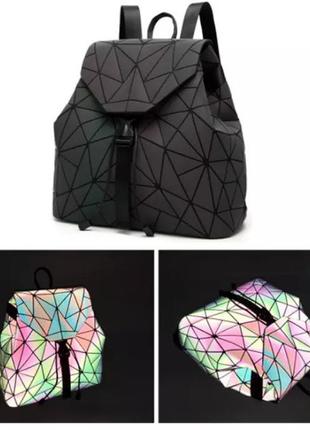 Стильный рюкзак хамелеон в стиле bao bao issey miyake + косметичка хамелеон в подарок5 фото