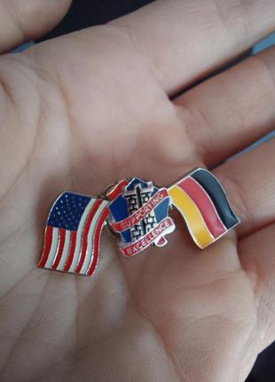 Металевий пін значок прапор сша/німеччина2 фото
