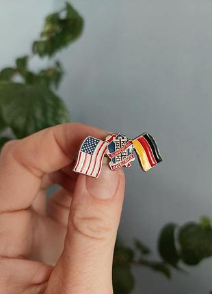 Металевий пін значок прапор сша/німеччина