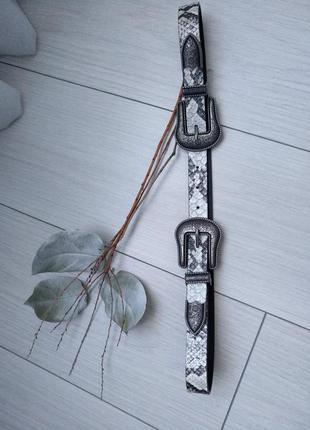 Пояс ремінь принт шкіра пітона 2 пряжки