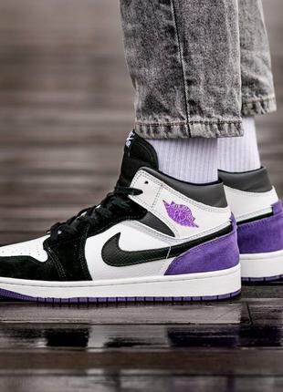 Кросівки air jordan retro 1 mid unition purple1 фото