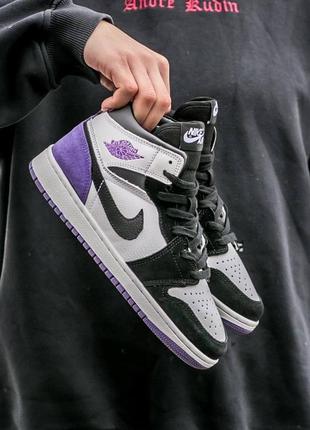 Кросівки air jordan retro 1 mid unition purple2 фото