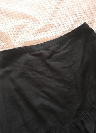 Льняная легкая черная юбка с оборкой next5 фото