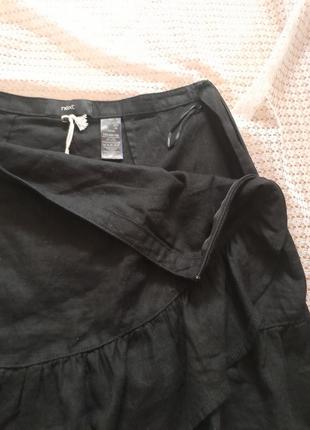 Льняная легкая черная юбка с оборкой next8 фото