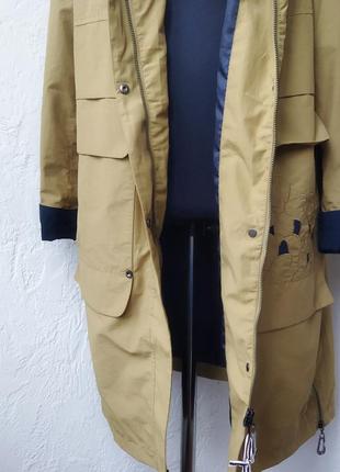 Женская длинная куртка, ветровка деми оливковая5 фото