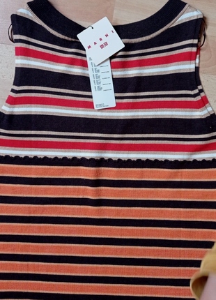 Marni uniqlo cтильний сарафан merino blend трикотажное полосатое платье без рукавов6 фото