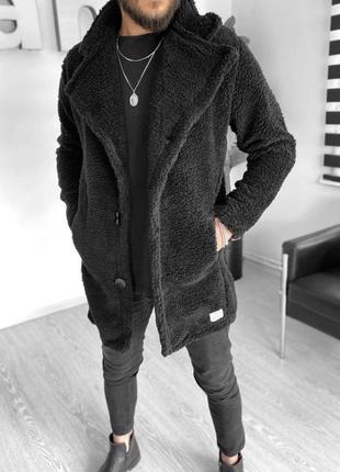 Куртка мужская теплая шуба плюш черная шуба тедди2 фото