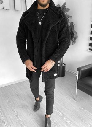 Куртка мужская теплая шуба плюш черная шуба тедди3 фото