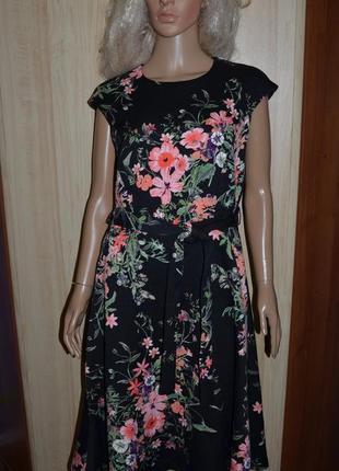 Классное платье в цветы m&amp;s 14 размер1 фото