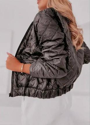 Куртка женская черная однотонная на длинный рукав на молнии теплая стильная качественная2 фото