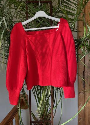 Красный зимний свитер ❤️2 фото