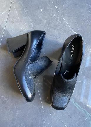 Черные брендовые туфли с квадратным носком