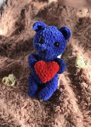 Ведмедик мишка сердечко іграшка ручна робота вязанные игрушки
