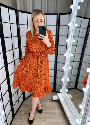 Легкое весеннее платье оранжевый цвет размер 48-50, 52-54, 56-58 (xl, 2xl, 3xl, 4xl, 5xl)5 фото