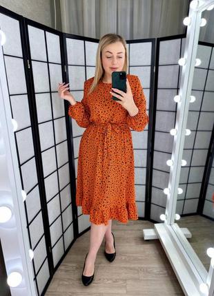 Легкое весеннее платье оранжевый цвет размер 48-50, 52-54, 56-58 (xl, 2xl, 3xl, 4xl, 5xl)9 фото
